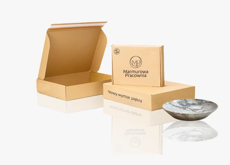 marmurowa pracownia zestaw opakowań wysyłkowych e-commerce z własnym nadrukiem